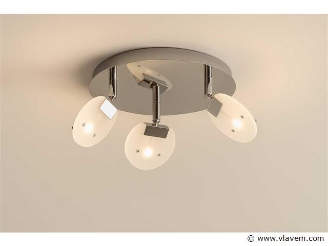 6 x led plafondlamp – 3 spots – 3 x 5w – 4000k neutraal wit – zilver – hl7160l - afbeelding 2 van  4