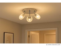 6 x led plafondlamp – 3 spots – 3 x 5w – 4000k neutraal wit – zilver – hl7160l - afbeelding 1 van  4