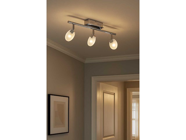 6 x led plafondlamp – 3 spots – 3 x 5w – 4000k neutraal wit – zilver – hl7163l - afbeelding 2 van  4