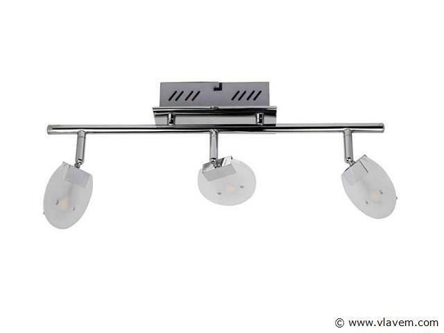 6 x led plafondlamp – 3 spots – 3 x 5w – 4000k neutraal wit – zilver – hl7163l - afbeelding 4 van  4