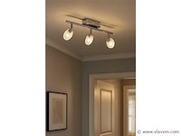 6 x led plafondlamp – 3 spots – 3 x 5w – 4000k neutraal wit – zilver – hl7163l - afbeelding 2 van  4