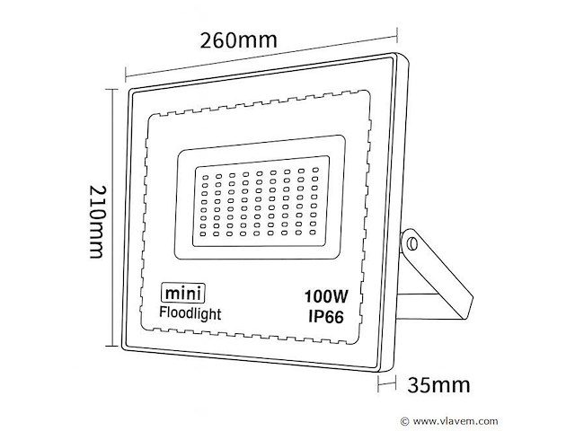 6 x led schijnwerper 100w mini – 6500k koud wit – ip65 waterdicht - afbeelding 5 van  5