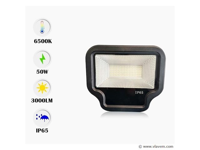 6 x led schijnwerper 50w – 6500k koud wit – ip65 – ward-50 - afbeelding 1 van  4