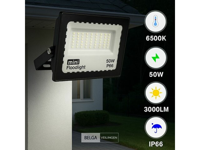 6 x led schijnwerper 50w mini – 6500k koud wit – ip65 waterdicht - afbeelding 1 van  6