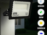 6 x led schijnwerper 50w mini – 6500k koud wit – ip65 waterdicht - afbeelding 1 van  6