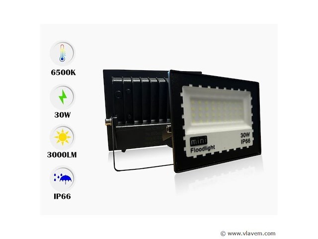 6 x led schijnwerper mini 30w – 6500k koud wit – ip65 – minions-30 - afbeelding 3 van  5