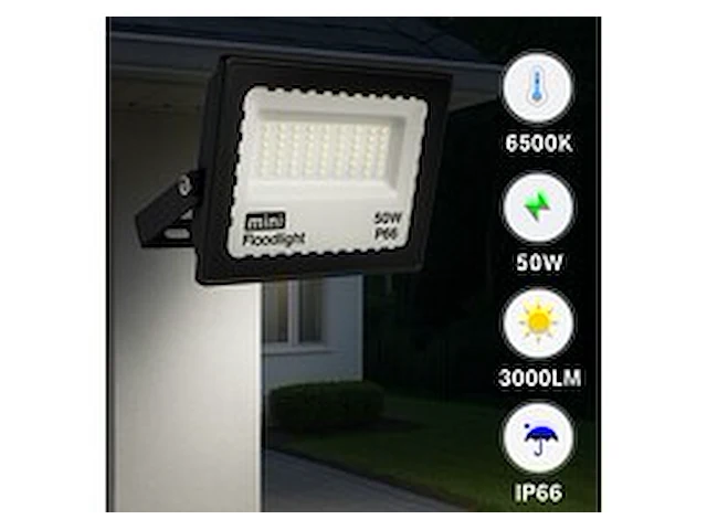6 x led schijnwerper mini 50w – 6500k koud wit – ip65 – minions-50 - afbeelding 1 van  6