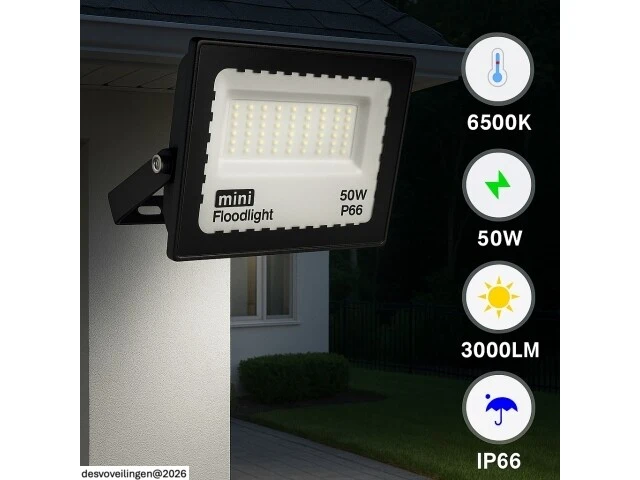 6 x led schijnwerper mini 50w – 6500k koud wit – ip65 – minions-50 - afbeelding 2 van  6