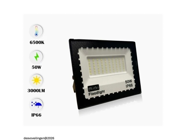 6 x led schijnwerper mini 50w – 6500k koud wit – ip65 – minions-50 - afbeelding 5 van  6