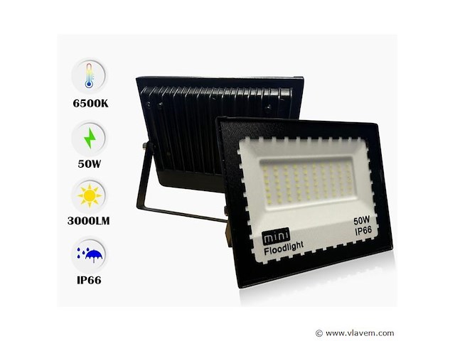 6 x led schijnwerper mini 50w – 6500k koud wit – ip65 – minions-50 - afbeelding 3 van  5