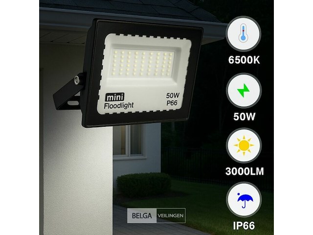 6 x led schijnwerper mini 50w – 6500k koud wit – ip65 – minions-50 - afbeelding 1 van  6