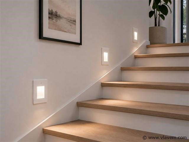 6 x led trapverlichting 1w – 4200k neutraal wit - wit – pir sensor – ip20 – diamond - afbeelding 1 van  5