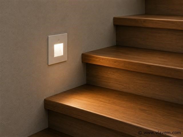 6 x led trapverlichting 1w – 4200k neutraal wit - wit – pir sensor – ip20 – diamond - afbeelding 3 van  5