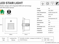 6 x led trapverlichting 1w – 4200k neutraal wit - wit – pir sensor – ip20 – diamond - afbeelding 4 van  5