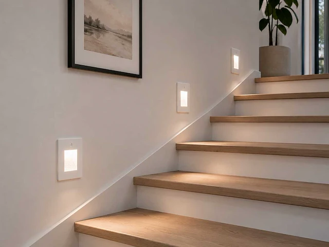 6 x led trapverlichting 1w – 4200k neutraal wit - wit – pir sensor – ip20 – diamond - afbeelding 1 van  5