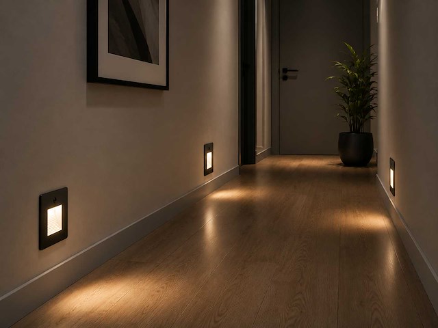 6 x led trapverlichting 1w – 4200k neutraal wit - zwart – pir sensor – ip20 – diamond - afbeelding 1 van  5