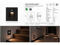 6 x led trapverlichting 1w – 4200k neutraal wit - zwart – pir sensor – ip20 – diamond - afbeelding 5 van  5