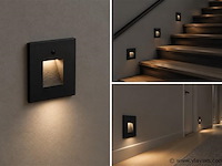 6 x led trapverlichting 1w – 4200k neutraal wit - zwart – pir sensor – ip20 – diamond - afbeelding 3 van  5