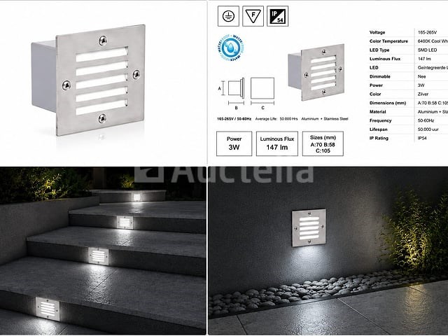6 x led trapverlichting 3w - 6400k koud wit – ip54 – akik - afbeelding 5 van  5