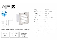 6 x led trapverlichting 3w - 6400k koud wit – ip54 – akik - afbeelding 4 van  5