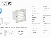 6 x led trapverlichting 3w - 6400k koud wit – ip54 – akik - afbeelding 5 van  6