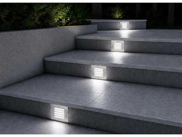6 x led trapverlichting 3w - 6400k koud wit – ip54 – akik - afbeelding 3 van  5