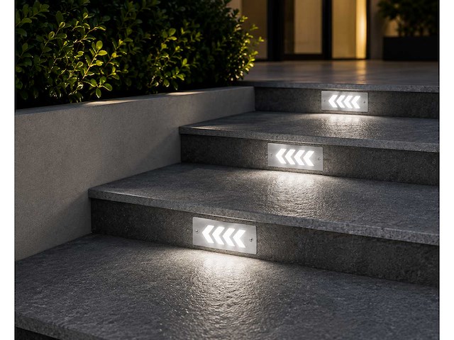 6 x led trapverlichting 3w - 6400k koud wit – ip54 – beril - afbeelding 1 van  5