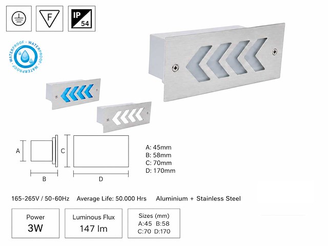 6 x led trapverlichting 3w - 6400k koud wit – ip54 – beril - afbeelding 4 van  5