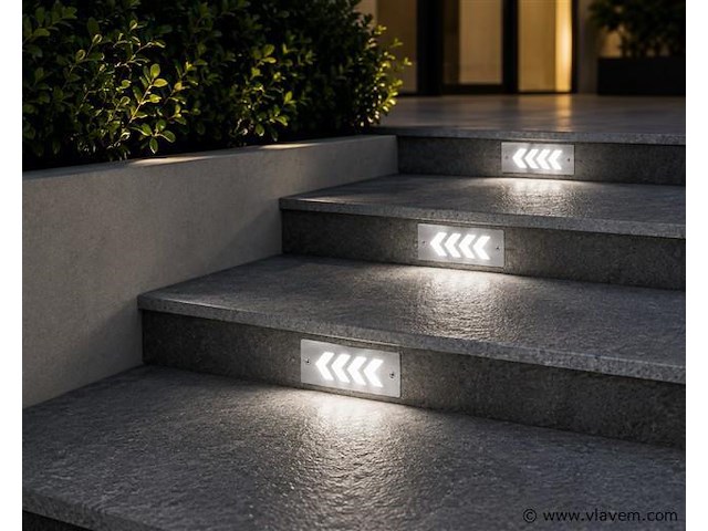 6 x led trapverlichting 3w - 6400k koud wit – ip54 – beril - afbeelding 1 van  5