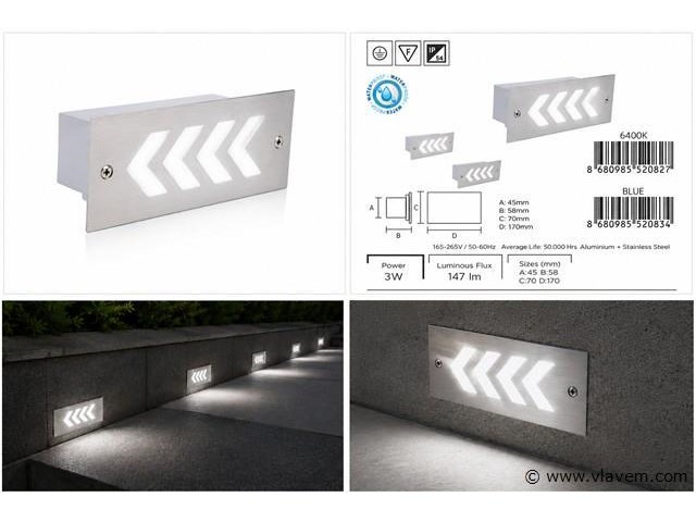 6 x led trapverlichting 3w - 6400k koud wit – ip54 – beril - afbeelding 5 van  5