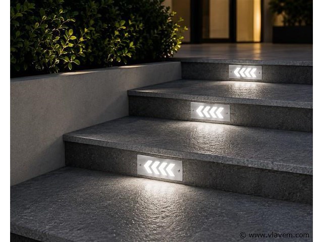 6 x led trapverlichting 3w - 6400k koud wit – ip54 – beril - afbeelding 1 van  5