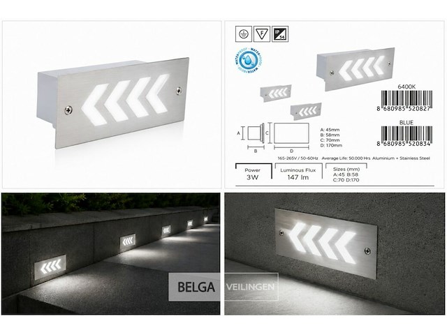 6 x led trapverlichting 3w - 6400k koud wit – ip54 – beril - afbeelding 6 van  6
