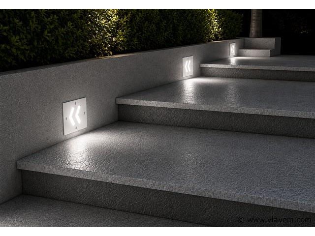 6 x led trapverlichting 3w - 6400k koud wit – ip54 – oniks - afbeelding 3 van  5