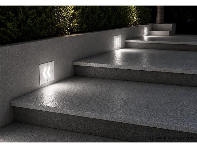 6 x led trapverlichting 3w - 6400k koud wit – ip54 – oniks - afbeelding 3 van  5