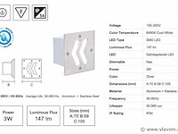 6 x led trapverlichting 3w - 6400k koud wit – ip54 – oniks - afbeelding 4 van  5