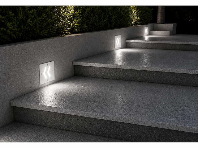 6 x led trapverlichting 3w - 6400k koud wit – ip54 – oniks - afbeelding 3 van  5