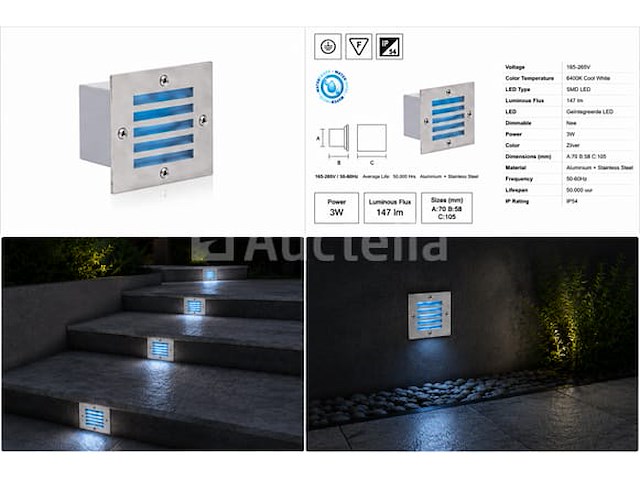6 x led trapverlichting 3w - blauw – ip54 – akik - afbeelding 1 van  5