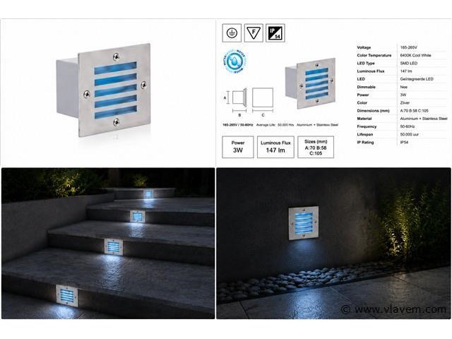 6 x led trapverlichting 3w - blauw – ip54 – akik - afbeelding 5 van  5