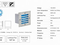6 x led trapverlichting 3w - blauw – ip54 – akik - afbeelding 5 van  6