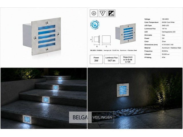 6 x led trapverlichting 3w - blauw – ip54 – akik - afbeelding 6 van  6