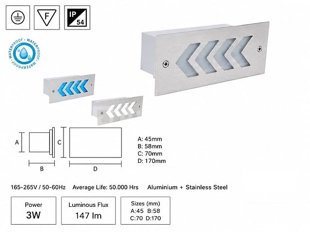 6 x led trapverlichting 3w - blauw – ip54 – beril - afbeelding 3 van  5