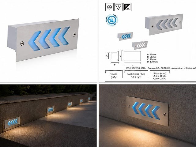 6 x led trapverlichting 3w - blauw – ip54 – beril - afbeelding 5 van  5