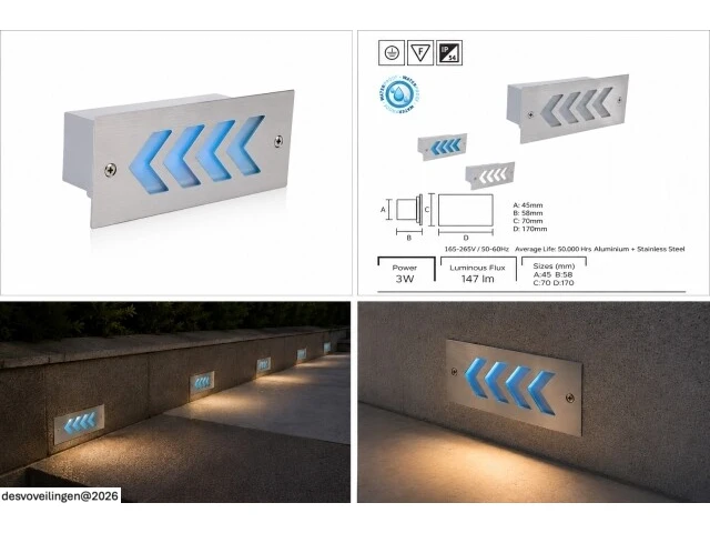 6 x led trapverlichting 3w - blauw – ip54 – beril - afbeelding 6 van  6