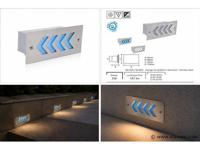 6 x led trapverlichting 3w - blauw – ip54 – beril - afbeelding 5 van  5