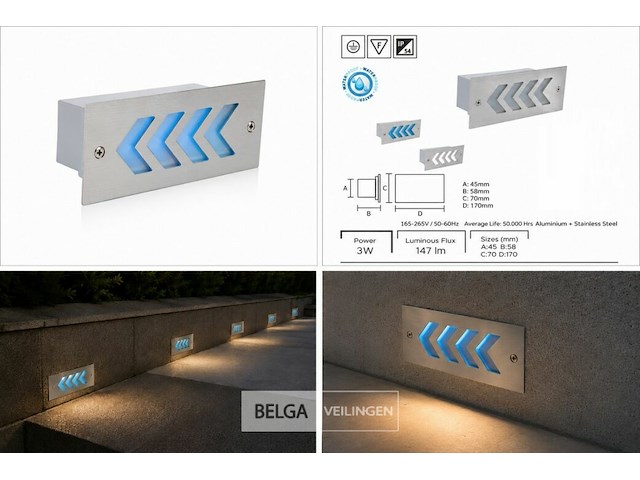 6 x led trapverlichting 3w - blauw – ip54 – beril - afbeelding 6 van  6