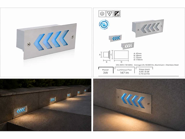 6 x led trapverlichting 3w - blauw – ip54 – beril - afbeelding 5 van  5