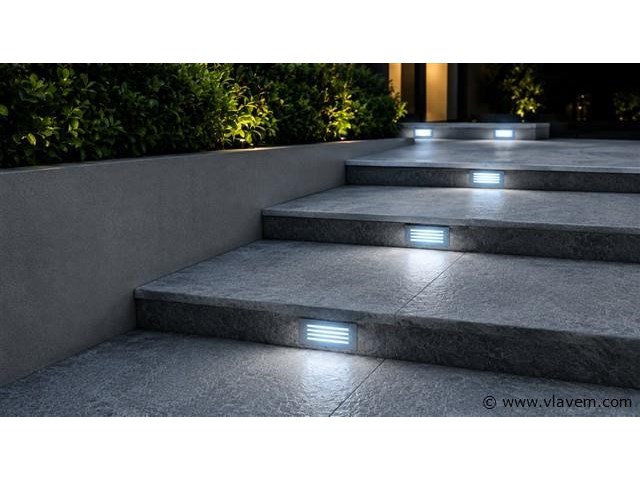6 x led trapverlichting 3w - blauw – ip54 – oltu - afbeelding 3 van  5