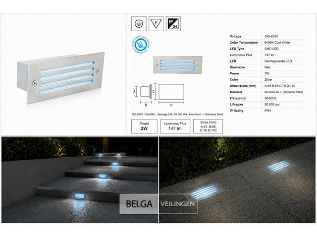 6 x led trapverlichting 3w - blauw – ip54 – oltu - afbeelding 6 van  6