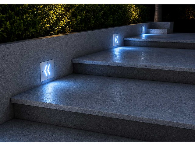 6 x led trapverlichting 3w - blauw – ip54 – oniks - afbeelding 3 van  5