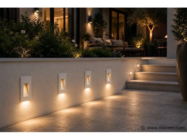 6 x led trapverlichting 3w – 3000k warm wit - rechthoek – wit – ip54 – yoga-v1 - afbeelding 1 van  5